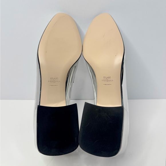Stuart Weitzman ‘Sawyer’ Metallic Block Heel Loafer in Polar Silver NIB - Picture 8 of 11